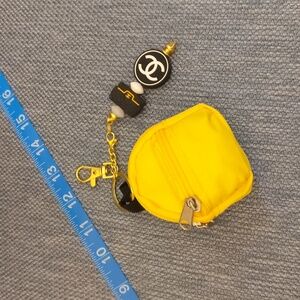 C C ute Black and yellow backpack with purse charm keychain